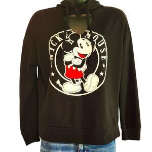 Disney Mickey Mouse hoodie keyhole neckline black size S